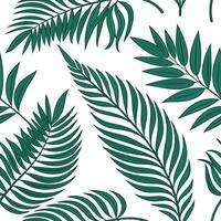 Natural fern and palm fronds seamless tile pattern with tropical vibes for an exotic spring feel concept as Tropical fern and palm fronds in rich green tones create a seamless tile Clean vector
