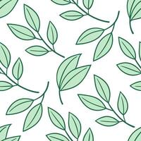 Minimalistic spring leaves seamless pattern with clean lines and soft green tones for fresh modern designs concept as Simple clean lined spring leaves pattern in soft green tones p Clean Set 2 vector