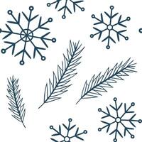 Minimalist snowflake and pine branch seamless tile pattern with clean lines and cool tones concept as Clean lined snowflakes paired with pine branches create a minimalist seamless Clean vector