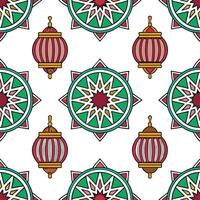 Middle Eastern geometric patterns and lanterns seamless tile pattern with intricate designs and rich colors for exotic decor concept as Intricate geometric patterns and rich colore Clean Set 2 vector