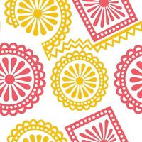 Mexican vibrant papel picado seamless tile pattern with bright colors and intricate cut out designs for festive decor concept as Brightly colored papel picado cut out designs arran Clean Set 2 vector