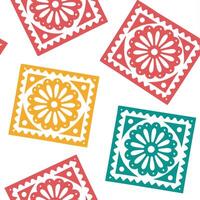 Mexican Papel Picado seamless tile pattern with vibrant colors and intricate cut out designs for festive decor concept as Vibrant papel picado cut out designs arranged seamlessly f Clean Set 2 vector