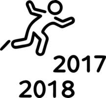 Man jump between 2017 and 2018 years concept as Silhouette of a man jumping between 2017 and 2018 highlights transition and new beginnings in Photo Stock Concept and empty space Clean vector
