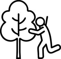 Man hugging a green tree in the outdoor forestnature and eco lifestyleworlds day and protection for life and planetEcology and environment concept concept as A man embracing a Clean vector