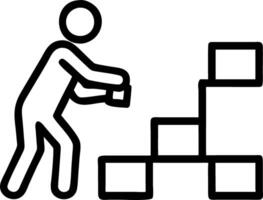 Man arranges wood blocks as step stairs on blue and pink paper background symbolizing growth success and business strategy concept as Depicts systematic business development and i Clean vector