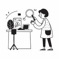 Makeup Artist Demonstrating Blush Application in Studio with Copy Space concept as Wide shot of a makeup artist demonstrating blush application in a professional studio The camera Clean vector