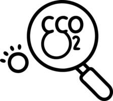 Magnifying glass shows carbon footprint icon for emissions reduction and carbon credit concept to combat climate change concept as Depicts analysis of emissions data and strategie Clean vector