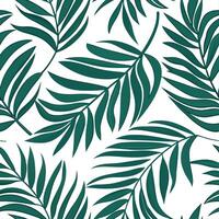 Lush tropical palms seamless tile pattern with bold green leaves and a laid back summer feel concept as Bold green tropical palm leaves create a seamless tile pattern evoking a lai Clean vector