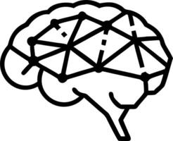 Low poly brain symbolizing wisdom through abstract image featuring wireframe blue illustration with lines and dots on dark background concept as Low poly brain symbolizes wi Clean vector