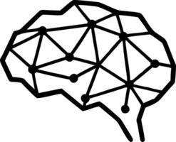 Low poly brain illustrating wisdom through abstract image featuring polygonal wireframe blue illustration on dark background with lines and dots concept as Low poly brain sy Clean vector