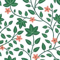 Lively spring floral greenery seamless tile pattern with blooming vines ivy and lush green foliage concept as Lush blooming vines ivy and vibrant greenery form a lively and energet Clean vector
