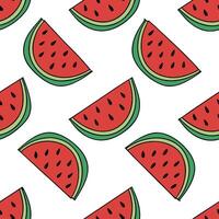 Juicy watermelon seamless tile pattern with vibrant red and green hues for a refreshing summer look concept as Watermelon slices with bright red flesh and green rind create a seaml Clean vector