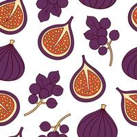 Juicy fig and grape seamless tile pattern with rich colors and autumn vibes concept as Rich colored figs and grapes create a juicy fig and grape seamless tile pattern perfect for a Clean vector