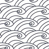 Japanese Ukiyo e seamless tile pattern with minimalist waves and traditional motifs for elegant home decor concept as Minimalist Ukiyo e wave designs arranged seamlessly for elegan Clean Set 2 vector