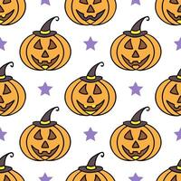 Jack o lanterns and witches seamless tile pattern with vibrant orange and magical elements for enchanting Halloween decor concept as Vibrant orange jack o lanterns and magical witc Clean vector