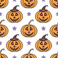 Jack o lanterns and witches seamless tile pattern with vibrant orange and magical elements for enchanting Halloween decor concept as Vibrant orange jack o lanterns and magical witc Clean Set 2 vector