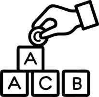 Investment asset allocation with real estate investment wealth management funds diversification risk management hand choosing stacking coins labeled A B C on wooden blocks concept Clean Set 2 vector