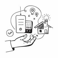 Individual with smart thermostat and energy saving tech overlay symbolizing efficient home climate control in double exposure with copy space concept as An individual blended with Clean vector