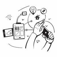 Individual with smart home monitoring system and digital overlay symbolizing comprehensive home monitoring in double exposure with copy space concept as An individual blended with Clean vector