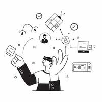 Individual with smart home automation system and tech overlay symbolizing fully integrated smart living in double exposure with copy space concept as An individual blended with a Clean vector