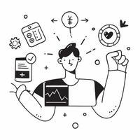 Individual with digital wellness app and tech overlay symbolizing health focused smart living in double exposure with copy space concept as An individual blended with a digital we Clean vector