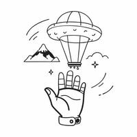 Individual with a paragliding chute mountain view and harness overlay symbolizing paragliding adventure travel with copy space concept as An individual blended with a paragliding Clean vector