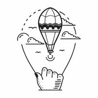 Individual with a parachute sea view and boat overlay symbolizing parasailing adventure travel with copy space concept as An individual blended with a parachute sea view and boat Clean vector