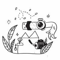 Individual with a mirrorless camera botanical garden and macro lens overlay symbolizing nature travel photography with copy space concept as An individual blended with a mirrorles Clean vector