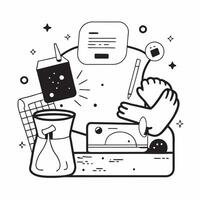 Individual with a modern bathroom smart scale and skincare products overlay symbolizing high tech personal wellness in double exposure with copy space concept as An individual ble Clean vector
