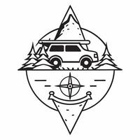 Individual with a jeep forest trail and compass overlay symbolizing off road trip with copy space concept as An individual blended with a jeep forest trail and compass representin Clean vector