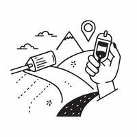 Individual with a car key open fields and picnic blanket overlay symbolizing picnic road trip with copy space concept as An individual blended with a car key open fields and picni Clean vector