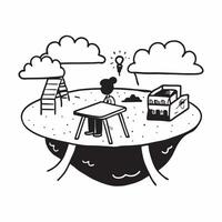Individual with a community playground children and picnic table overlay symbolizing American suburban recreation in double exposure with copy space concept as An individual blend Clean vector