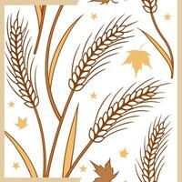 Harvest wheat seamless tile pattern with golden wheat stalks and autumn textures concept as Golden wheat stalks with autumn textures create a harvest wheat seamless tile pattern pe Clean vector