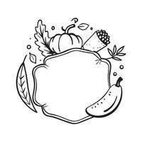 Harvest Table Border with Squash and Autumn Blessings Wording concept as A charming border frame featuring a harvest table setting with squash leaves and berries The words Autumn Clean Set 2 vector