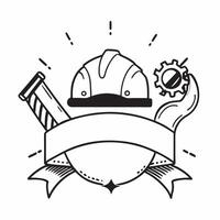 Hard Hat and Work Boots Border with Labor Day Celebration Wording concept as A detailed border frame featuring a hard hat and work boots traditional symbols of labor and hard work Clean Set 4 vector