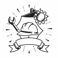 Hard Hat and Work Boots Border with Labor Day Celebration Wording concept as A detailed border frame featuring a hard hat and work boots traditional symbols of labor and hard work Clean Set 2 vector
