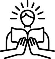 Handsome man hands are praying for Gods blessings on an open bible with window light Pray in the Morning Power of hope or love and devotion concept as A man praying with hands he Clean vector