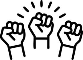 Hands business team raised fist air corporate celebration victory success winning concept glowing blue low polygon low poly design particle triangle style design concept as Busines Clean vector