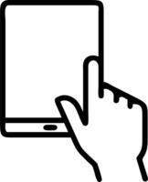Hand touching mobile smartphone blank white screen desk office copy space concept as Hand touching smartphone with blank white screen placed on an office desk symbolizes simplicity Clean vector