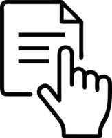 Hand touching document icon virtual screen document management online database digital file storage software records system concept as User initiates seamless file handling technol Clean vector