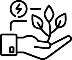 Hand holding environment icons over connected green background bridging technology renewable sustainable resources concept as Illustration shows digital synergy merging eco friendl Clean vector
