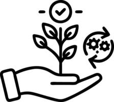 Hand holding a green tree with icons of energy sources for renewable sustainable development Ecology and world sustainable environment concept Saving the environment saving the c Clean vector