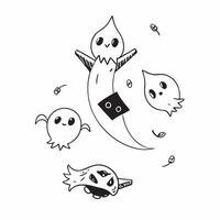 Halloween ghosts and goblins seamless tile pattern with spooky elements and dark hues for eerie decor concept as Spooky ghosts and goblins arranged seamlessly with dark hues for ee Clean Set 2 vector