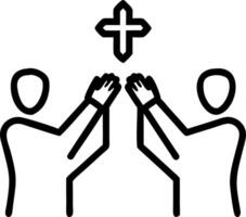 Group of Christians hold hands and pray together in church for mutual support blessing and spiritual unity concept as Depicts faith driven unity and heartfelt intercession in a su Clean vector