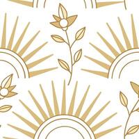Golden sun rays seamless tile pattern with highlights and soft hues symbolizing a rejuvenating spring morning concept as Golden sun rays with soft hues create a seamless spring til Clean vector