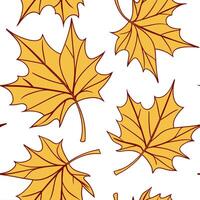 Golden maple leaves seamless tile pattern with intricate details and rich hues of orange and yellow concept as Intricate golden maple leaves in rich orange and yellow hues form a s Clean vector
