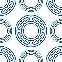 Greek Meander seamless tile pattern with blue and white tones and traditional patterns for coastal decor concept as Blue and white Greek meander patterns arranged seamlessly for co Clean Set 2 vector