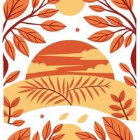 Golden autumn sunset seamless tile pattern with warm hues and nature inspired elements concept as Golden hues of autumn sunset blend with nature inspired elements to create a warm Clean vector