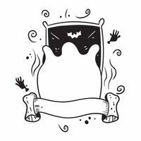 Ghost and Bat Border with Trick or Treat Wording concept as A ghostly border frame featuring ghosts and bats ideal for Halloween themed projects The words Trick or Treat are promi Clean vector