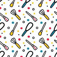 a pattern with various kitchen utensils and spoons white background vector